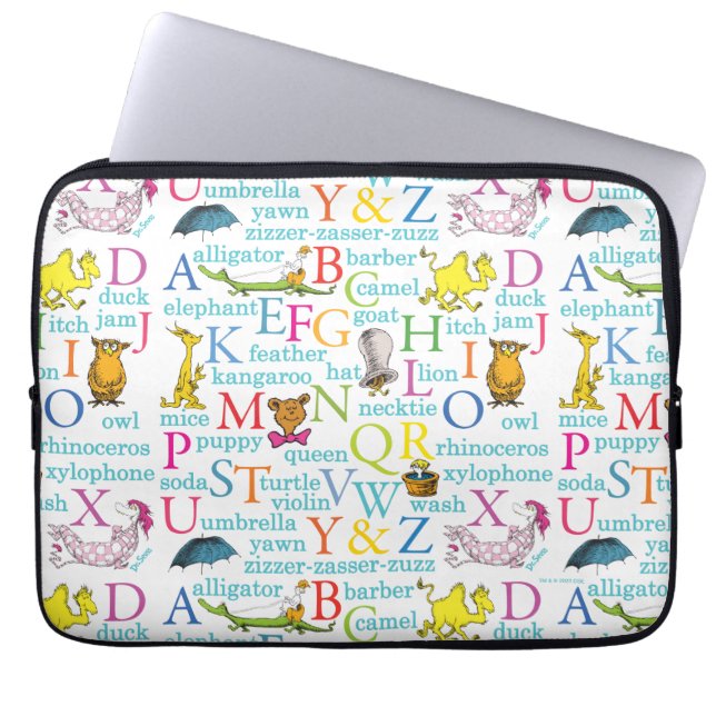 Seuss's ABC Pattern with Words Laptop Sleeve (Voorkant)