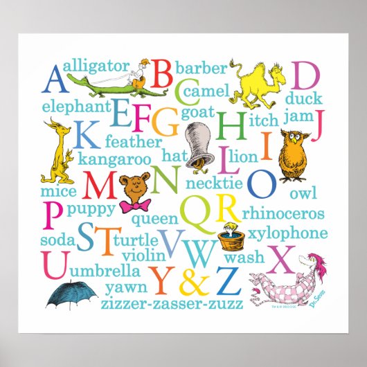Seuss's ABC Pattern with Words Poster (Voorkant)