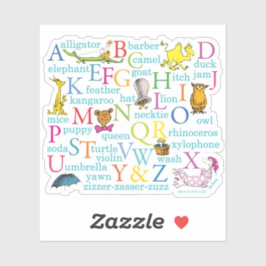 Seuss's ABC Pattern with Words Sticker (Vel)