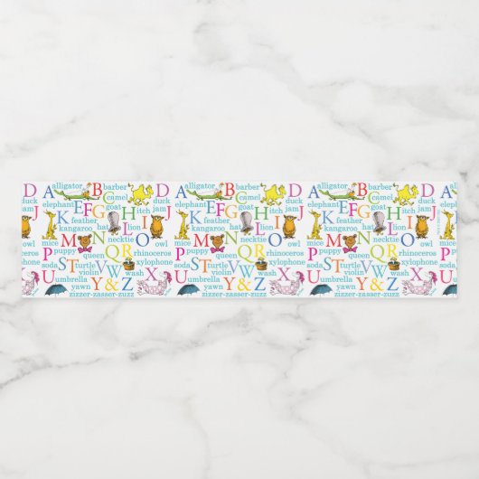 Seuss's ABC Pattern with Words Waterfles Etiket (Enkel label)