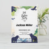 Seven and Soaring High 7th Birthday Navy en Limoen Kaart (Staand voorkant)