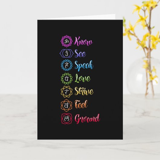 Seven Chakra Om Yoga Kaart (Gele Bloem)