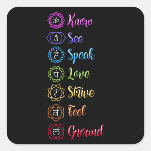 Seven Chakra Om Yoga Vierkante Sticker