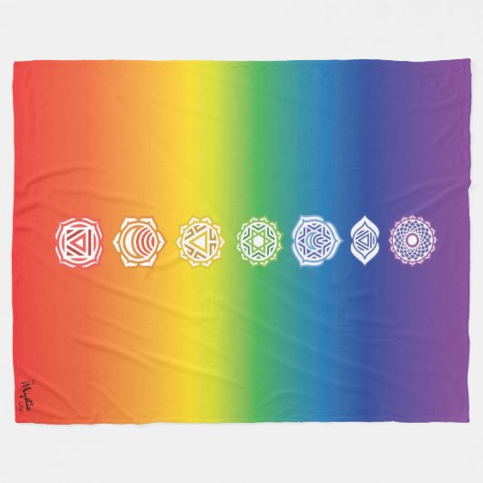 Seven Chakras Fleece Deken (Voorkant (Horizontaal))