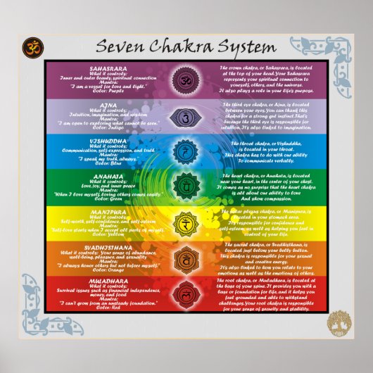 Seven Chakras System Knowledge Poster (Voorkant)