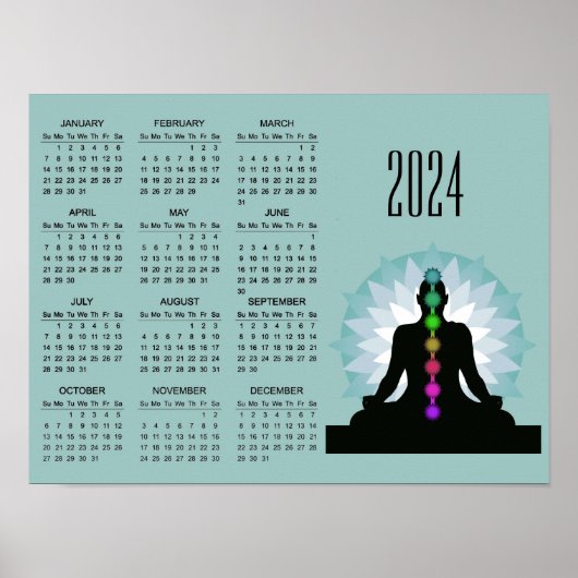 Seven Chakras Yoga Design 2024 Agenda Poster (Voorkant)