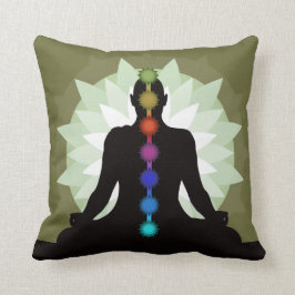 Seven Chakras Yoga Pose Design Sierkussen