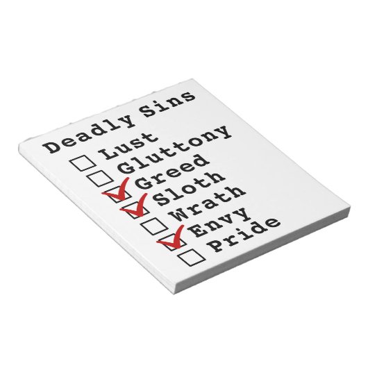 Seven Deadly Sins Checklist (0011010) Notitieblok (Schuin)
