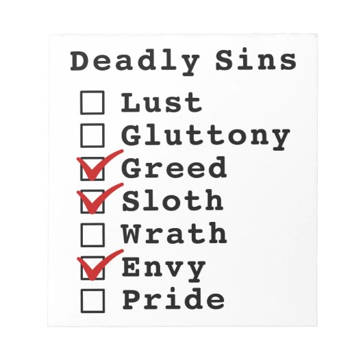 Seven Deadly Sins Checklist (0011010) Notitieblok (Voorkant)