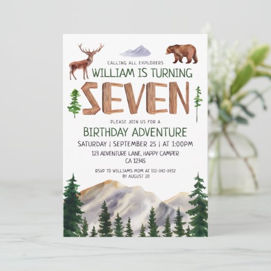 Seven Explorer Boy Birthday Kaart (Staand voorkant)