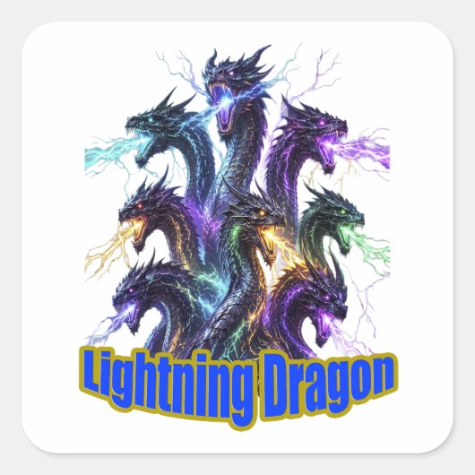 Seven-Headed Lightning Dragon Vierkante Sticker (Voorkant)