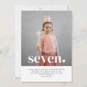 Seven Heart Foto First Birthday Invitation Kaart (Voorkant)