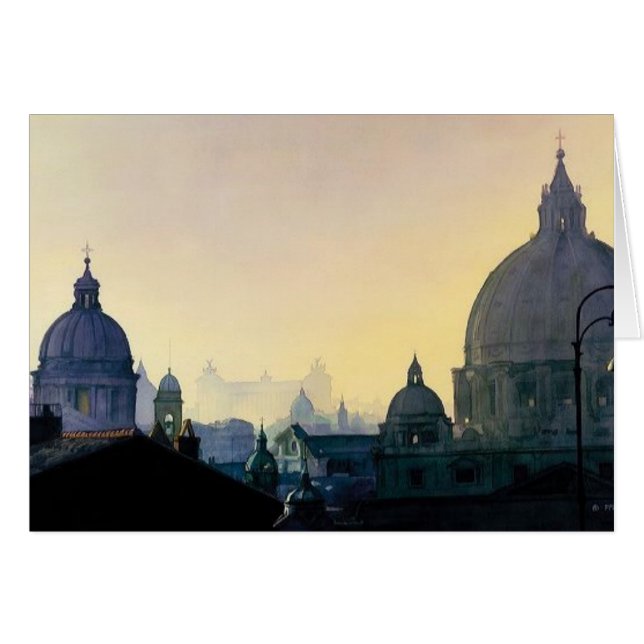 "Seven Hills" Cityscape Waterverf (Voorkant Horizontaal)