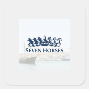 Seven Horses Seaport: waar de macht de getijden on Vierkante Sticker