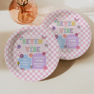 Seven Is A Vibe Chic Patch 7e Verjaardagsfeestje Papieren Bordje