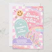 Seven Is A Vibe Cloud Rainbow Disco 7th Birthday Kaart (Voorkant)