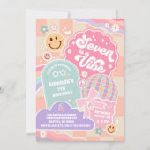 Seven Is A Vibe Cloud Rainbow Disco 7th Birthday Kaart (Voorkant)