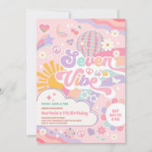 Seven Is A Vibe Retro Groovy Daisy 7th Birthday Kaart (Voorkant)