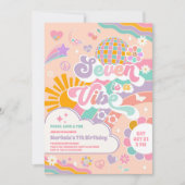 Seven Is A Vibe Sun Rainbow Disco 7th Birthday Kaart (Voorkant)