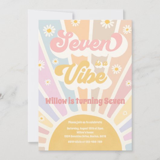 Seven is een Vibe Boho Sunshine 7e verjaardag Kaart (Voorkant)
