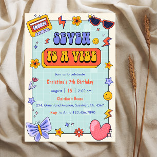 Seven is een Vibe Groovy Hippie 7e Verjaardagsfees Kaart