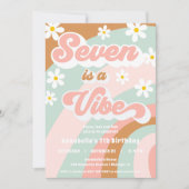 Seven is een Vibe groovy retro meisje 7e verjaarda Kaart (Voorkant)