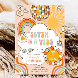 Seven is een Vibe Groovy Retro Rainbow 7e verjaard Kaart