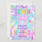 Seven is een Vibe Neon Glow 7e verjaardagsfeest Kaart (Voorkant)