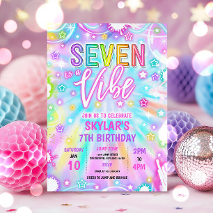 Seven is een Vibe Neon Glow 7e verjaardagsfeest Kaart