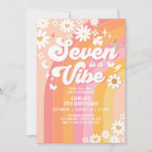 SEVEN is een Vibe Pink Peach 7e Groovy Verjaardag Kaart (Voorkant)