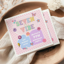 Seven is een vibe preppy patch 7e verjaardagsfeest