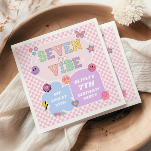 Seven is een vibe preppy patch 7e verjaardagsfeest servet