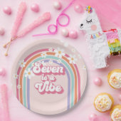 Seven is een Vibe Rainbow Pink 7th Verjaardag Papieren Bordje (Feest)