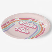 Seven is een Vibe Rainbow Pink 7th Verjaardag Papieren Bordje (Gekanteld)