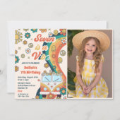 Seven is een Vibe Retro Bloemen 7e Verjaardagsfees Kaart (Voorkant)