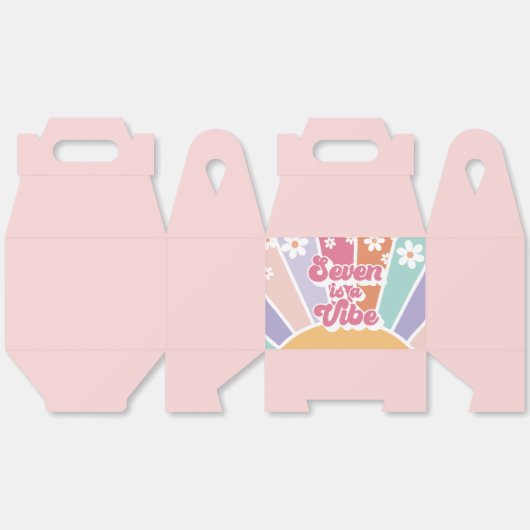 Seven is een Vibe Retro Sunshine Rainbow Daisy Bedankdoosjes (Ongevouwen)