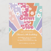 Seven is een Vibe Retro Sunshine Rainbow Daisy Kaart (Voorkant / Achterkant)
