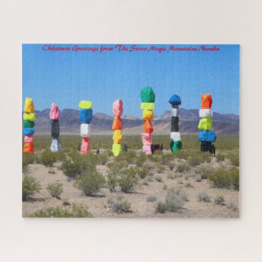 Seven Magic Mountains Nevada. Kerstgroeten Legpuzzel (Horizontaal)