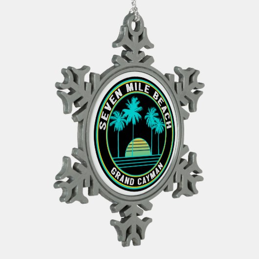 Seven Mile Beach Grand Cayman Island Tin Sneeuwvlok Ornament (Links)