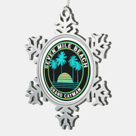 Seven Mile Beach Grand Cayman Island Tin Sneeuwvlok Ornament (Rechts)
