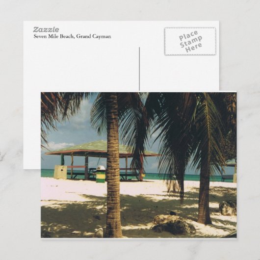 Seven Mile Beach Kaart, Grand Cayman Island Briefkaart (Voorkant / Achterkant)