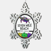 Seven Mile Beach Negril Jamaica Zee Turtle Tin Sneeuwvlok Ornament (Rechts)
