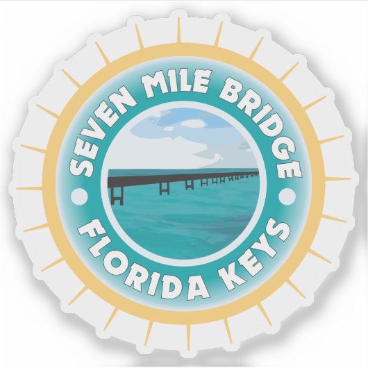 Seven Mile Bridge Florida Keys Illustratie Sticker (Voorkant)