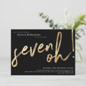 Seven Oh 70th Verjaardag Zwart Goud Folie Stijlvol Kaart (Staand voorkant)