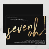 Seven Oh 70th Verjaardag Zwart Goud Folie Stijlvol Kaart (Voorkant / Achterkant)