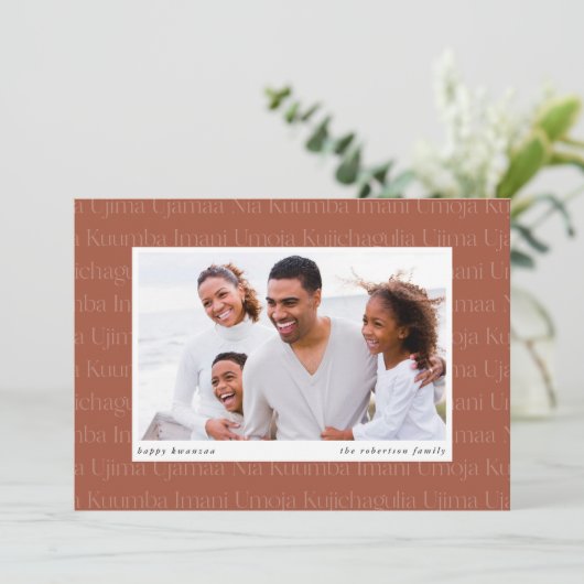 Seven Principles Horizontal Photo Kwanzaa Feestdagenkaart (Staand voorkant)