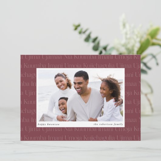 Seven Principles Horizontal Photo Kwanzaa Feestdagenkaart (Staand voorkant)