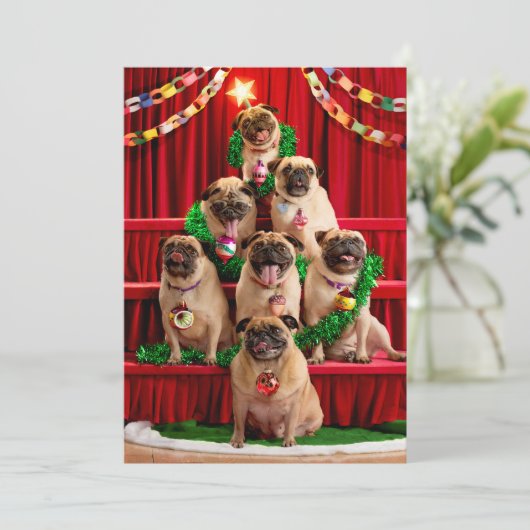 Seven Pugs-a-Posing Kaart (Staand voorkant)