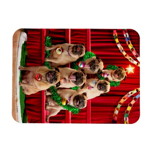 Seven Pugs-a-Posing Magneet (Horizontaal)