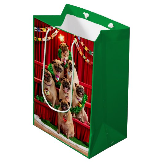 Seven Pugs-a-Posing Medium Cadeauzakje (Voorkant Gekanteld)